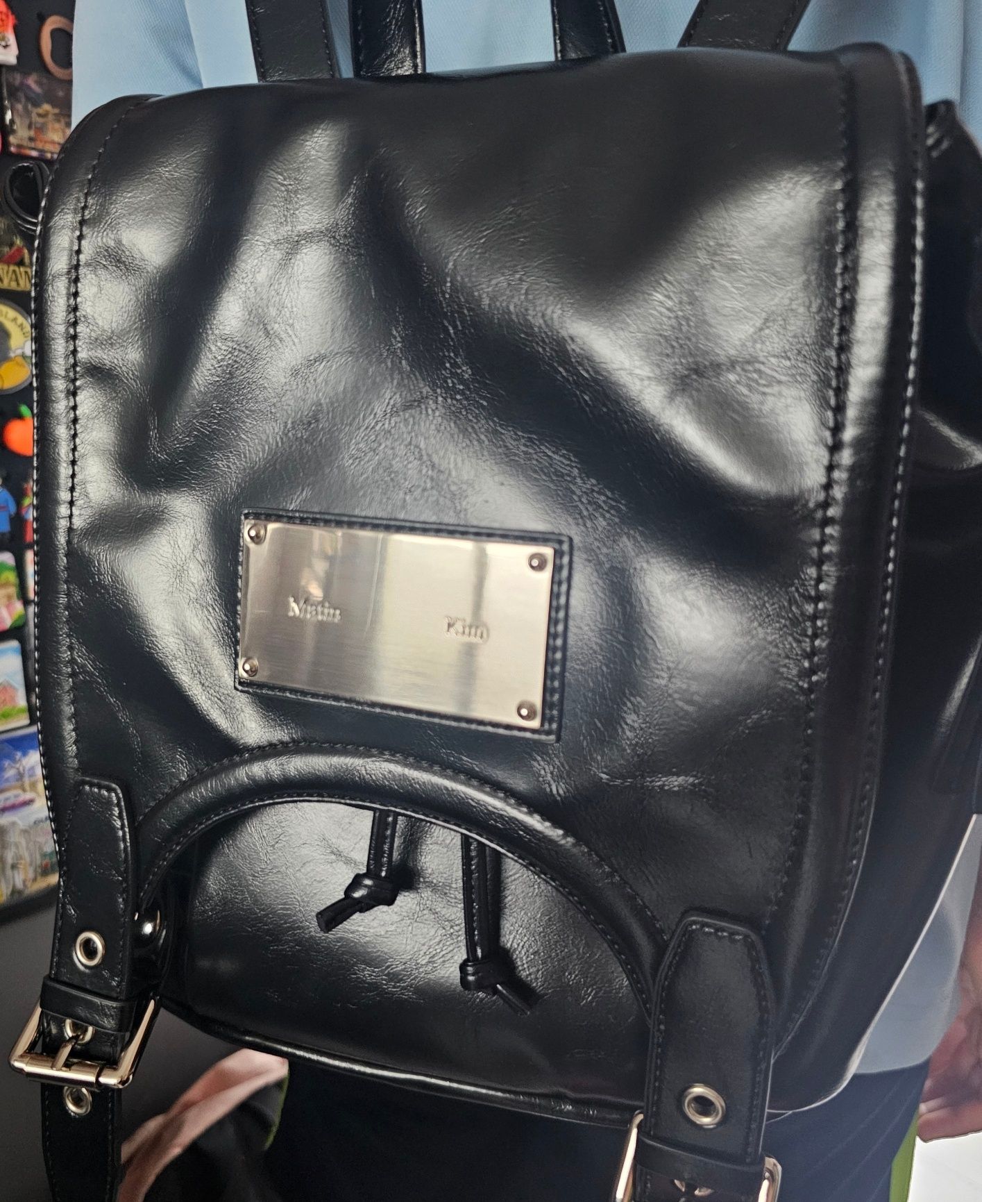 MUSINSA | MATIN KIM BUCKLE DETAIL BACK PACK IN BLACK