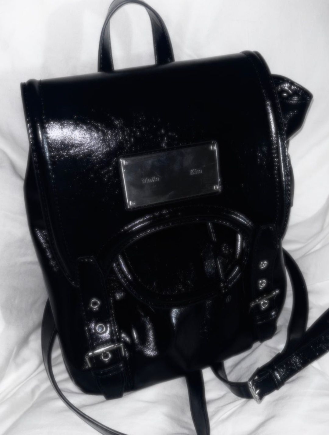 MUSINSA | MATIN KIM BUCKLE DETAIL BACK PACK IN BLACK