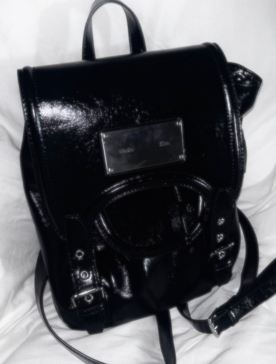 MUSINSA | MATIN KIM BUCKLE DETAIL BACK PACK IN BLACK