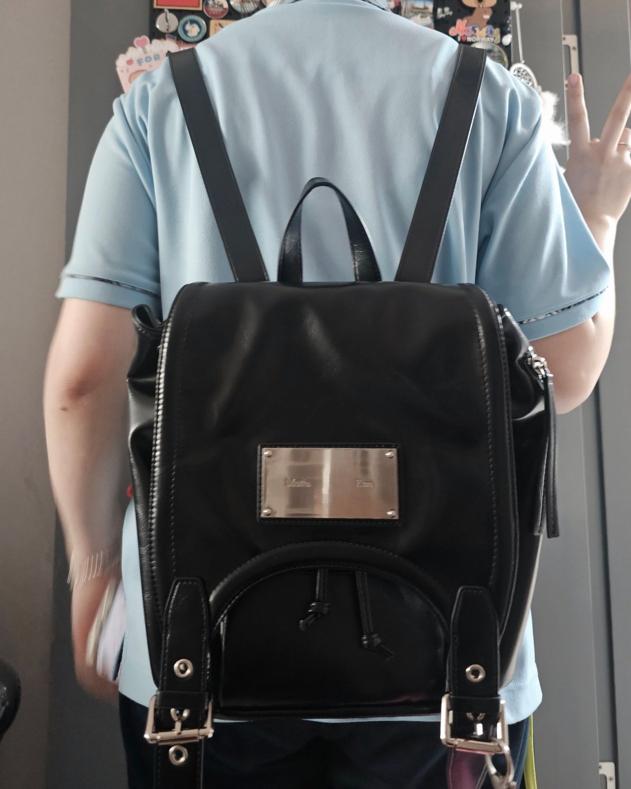 ★【MATIN KIM】 BUCKLE DETAIL BACK PACK★ BUCKLE DETAIL BACK PACK IN BLACK – Matin Kim