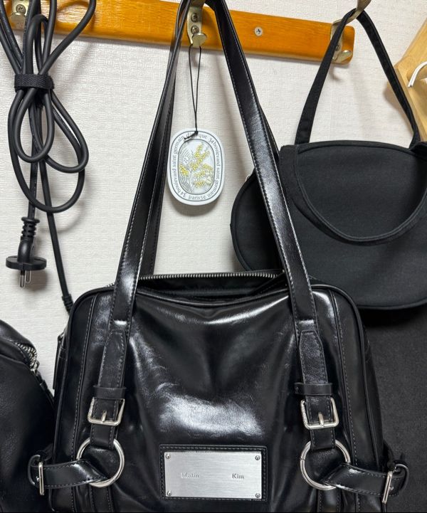 MUSINSA | MATIN KIM BIKER DETAIL SQUARE SHOULDER BAG IN BLACK