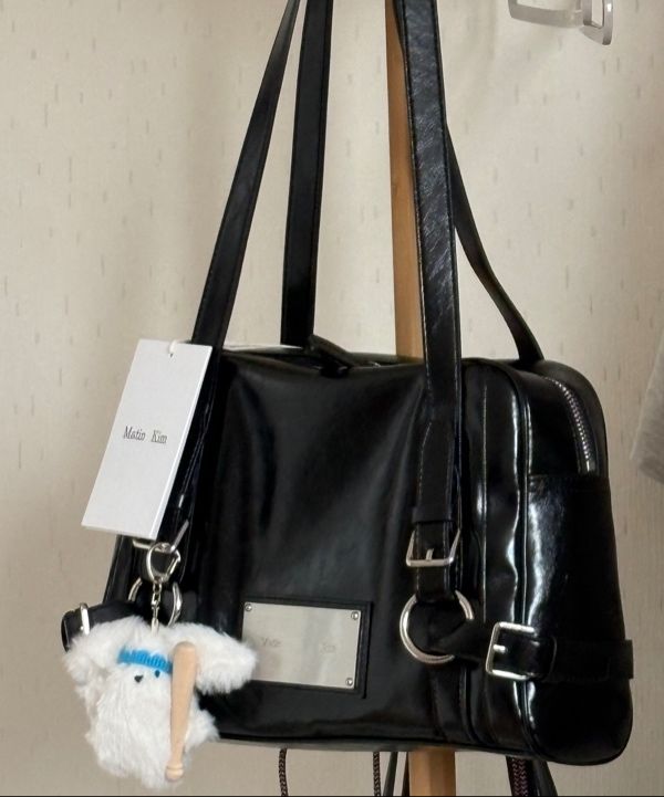 MUSINSA | MATIN KIM BIKER DETAIL SQUARE SHOULDER BAG IN DARK