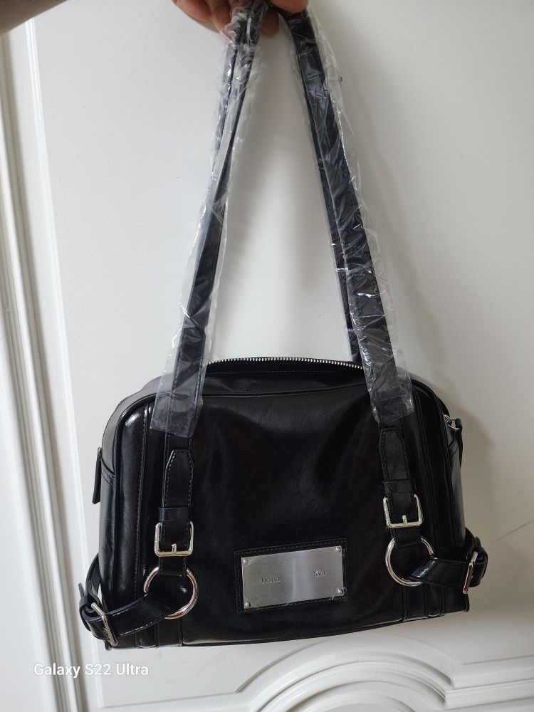 MUSINSA | MATIN KIM BIKER DETAIL SQUARE SHOULDER BAG IN DARK