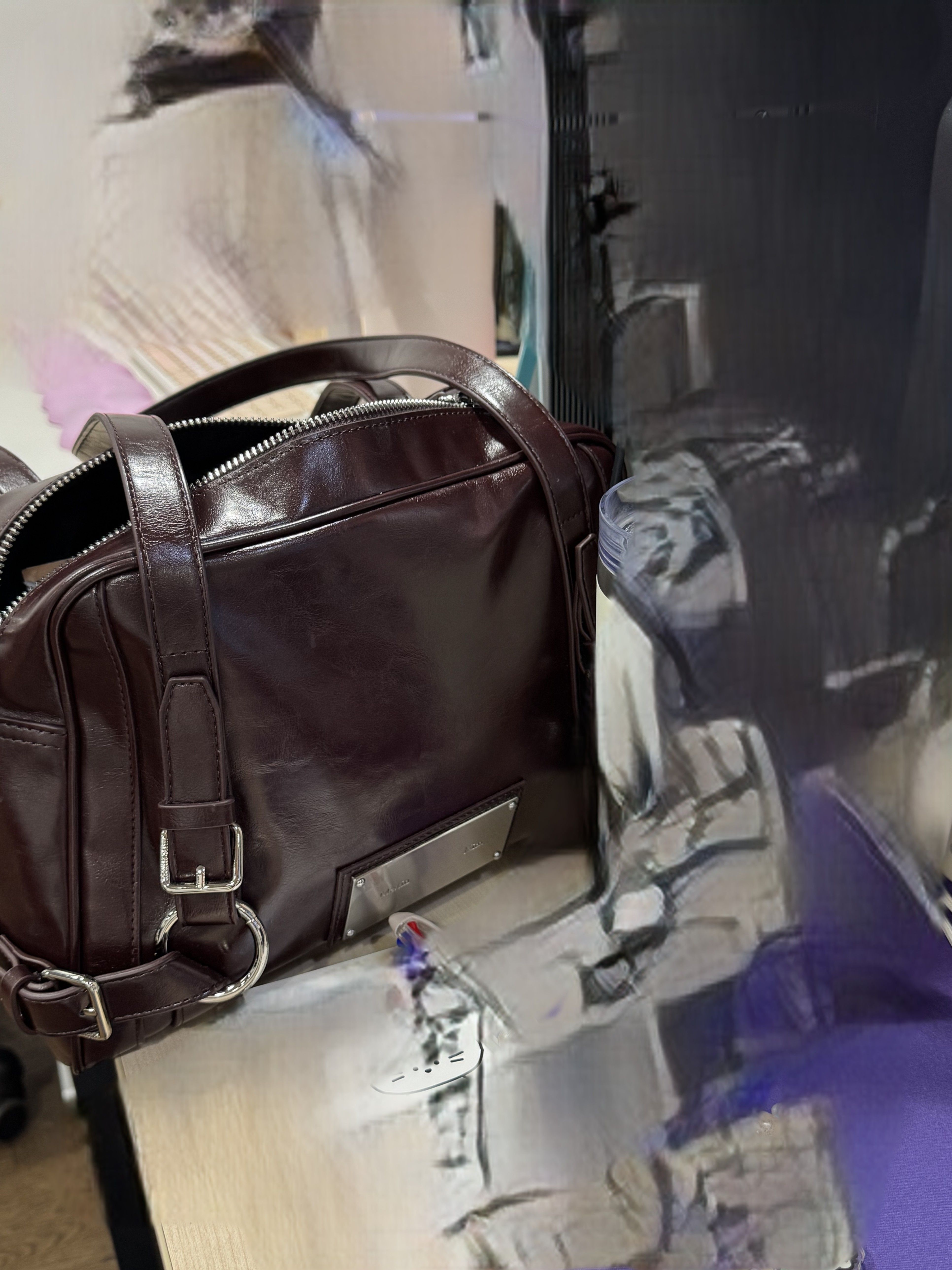 MUSINSA | MATIN KIM BIKER DETAIL SQUARE SHOULDER BAG IN BLACK