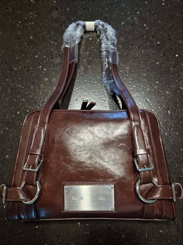 MUSINSA | MATIN KIM BIKER DETAIL SQUARE SHOULDER BAG IN DARK