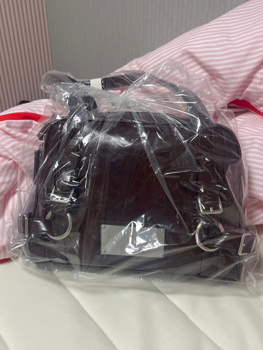 MUSINSA | MATIN KIM BIKER DETAIL SQUARE SHOULDER BAG IN DARK