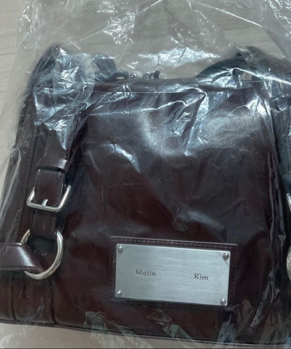 ● MATIN KIM ● BIKER DETAIL SQUARE SHOULDER BAG BROWN Ready stock ☺ MATIN KIM Biker Detail Square Shoulder Bag