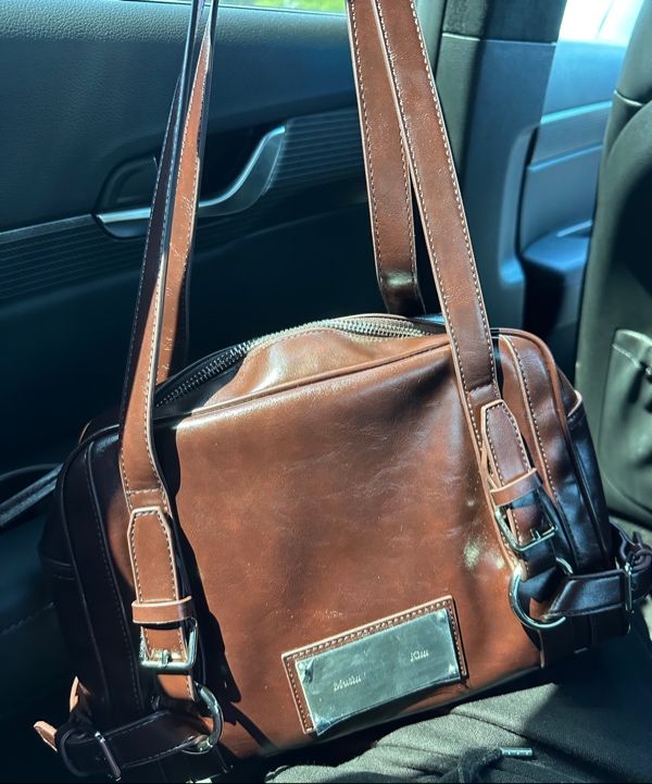 MUSINSA | MATIN KIM BIKER DETAIL SQUARE SHOULDER BAG IN DARK