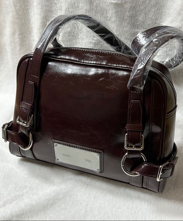 MUSINSA | MATIN KIM BIKER DETAIL SQUARE SHOULDER BAG IN DARK