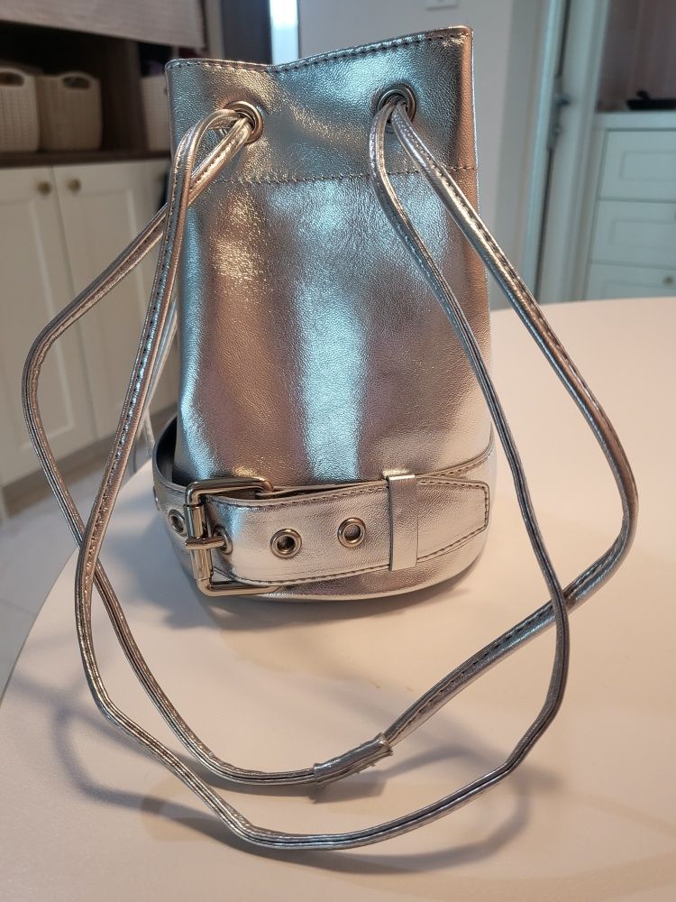 MUSINSA公式 | MATIN KIM BELTED MINI BUCKET BAG IN SILVER