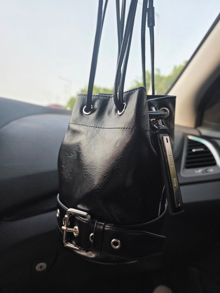 ★Matin Kim★BELTED MINI BUCKET BAG MUSINSA | MATIN KIM BELTED MINI BUCKET BAG IN BLACK