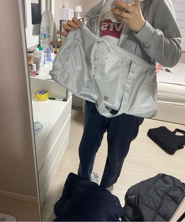 MUSINSA公式 | YEOMIM stud duffle bag (cool grey)