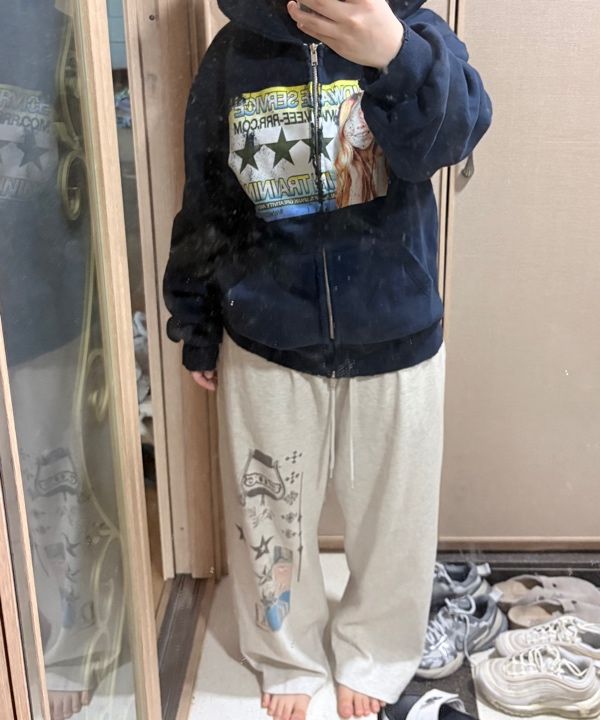 MUSINSA公式 | TOOMUCHTAX PRINTED WAFFLE PANTS (IVORY)