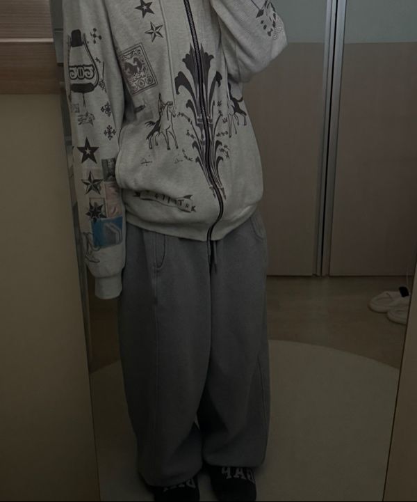 MUSINSA | TOOMUCHTAX PRINTED WAFFLE ZIP-UP HOODIE (IVORY)