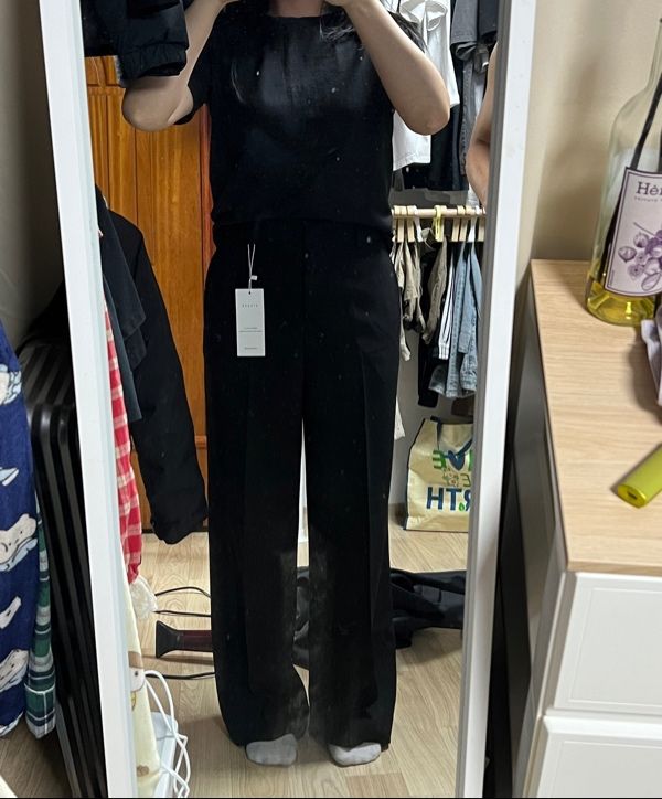 MUSINSA | SIYAZU SIPT7145 Basic Flow Wide Slacks_Black