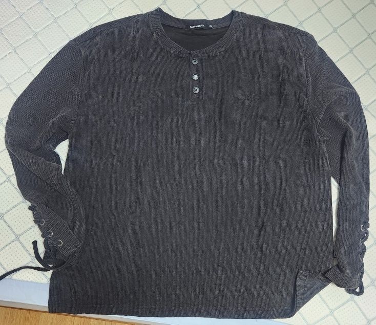 MUSINSA公式 | NOT4NERD Pigment Sleeve Lace Henley Neck Long