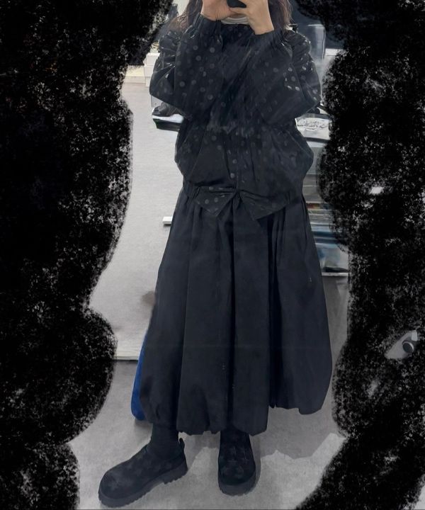 MUSINSA公式 | RONRON DOT PENDANT FRILL HOODIE WIND JUMPER BLACK