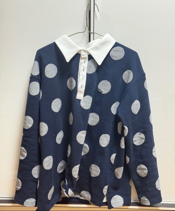 MUSINSA | RONRON BIG DOT RUGBY HENRYNECK COLLAR T SHIRT NAVY