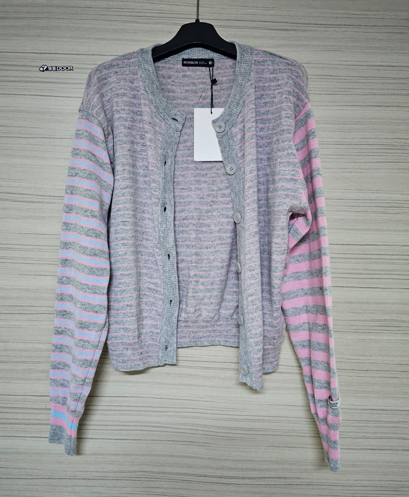 MUSINSA | RONRON TRIPLE STRIPE HARMONY KNIT CARDIGAN RED BROWN