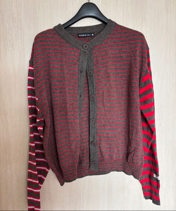 ◆RONRON TRIPLE STRIPE HARMONY KNIT CARDIGAN/5色◆ MUSINSA | RONRON TRIPLE STRIPE HARMONY KNIT CARDIGAN BLACK GREY