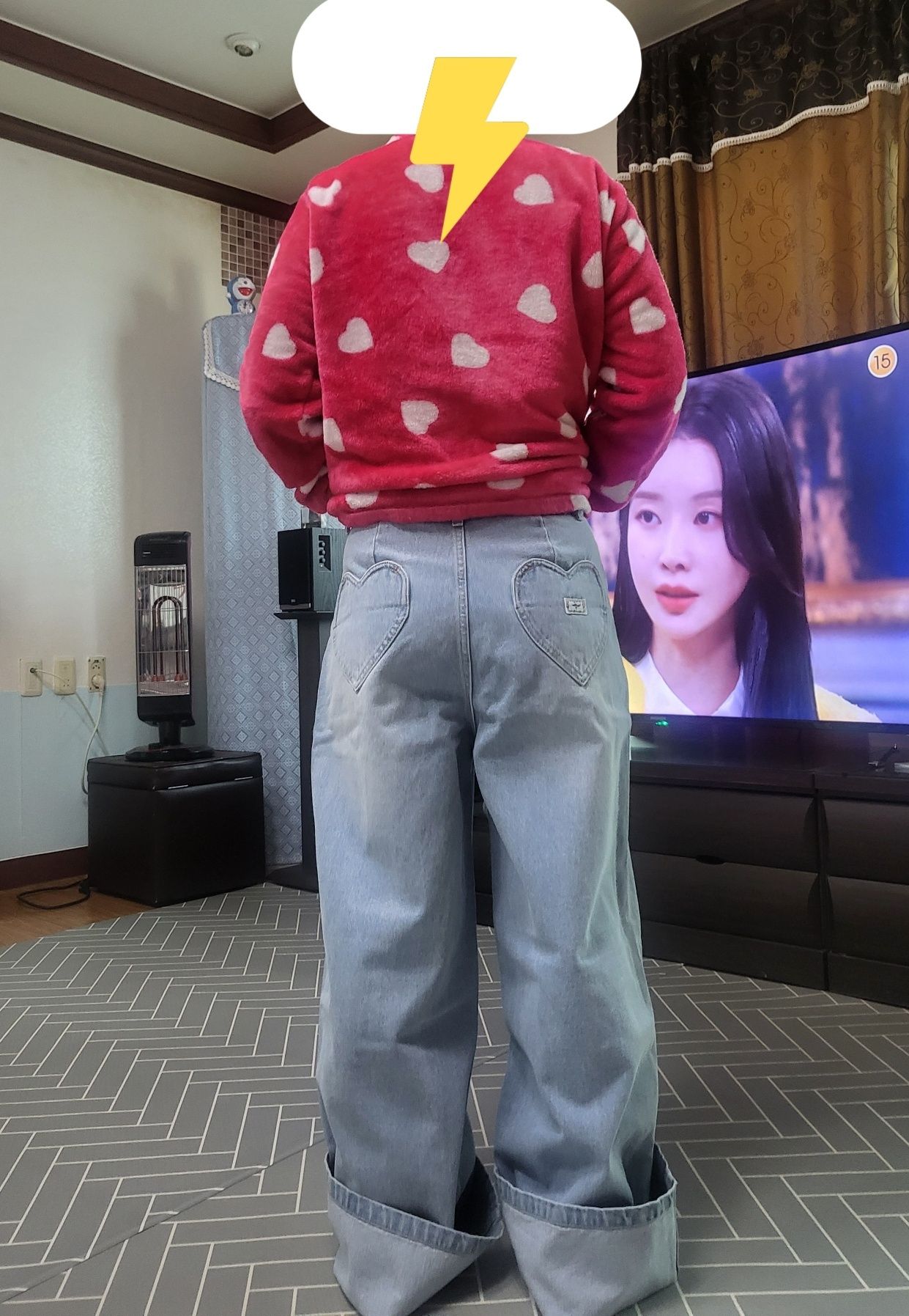 MUSINSA | RONRON BACK HEART STITCH POCKET DENIM PANTS LIGHT BLUE