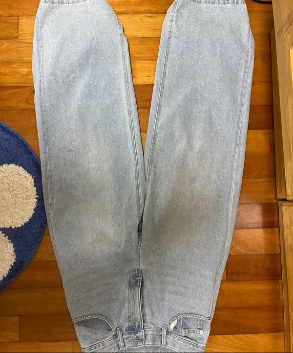 MUSINSA | RONRON BACK HEART STITCH POCKET DENIM PANTS LIGHT BLUE