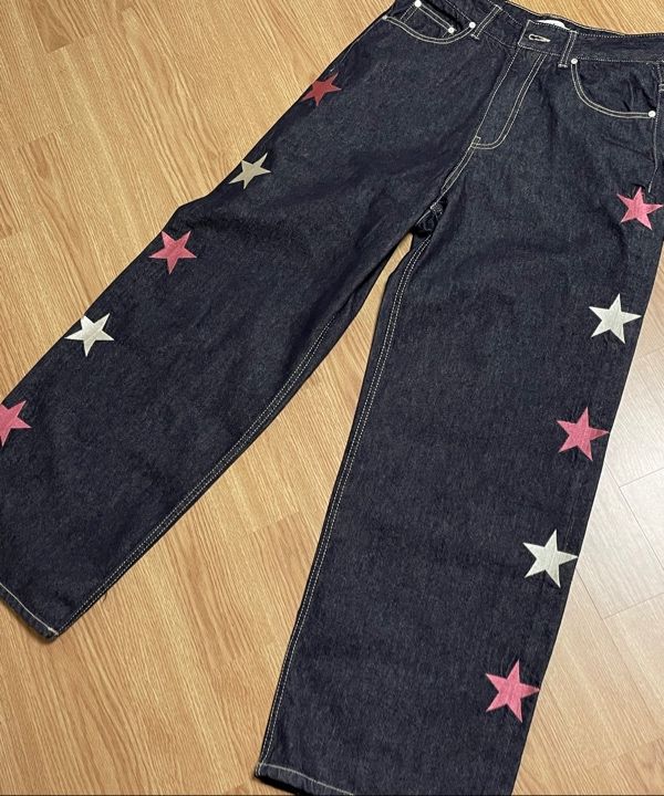 MUSINSA | WAI KEI Star Denim Pants Yellow Washed Light Blue
