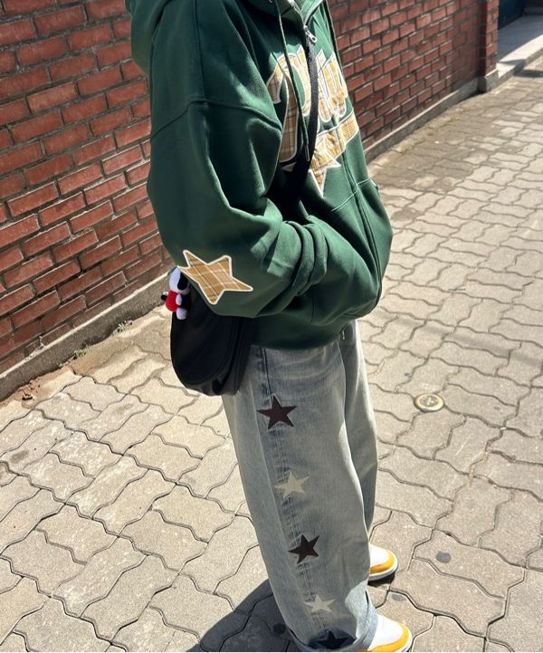 MUSINSA | WAI KEI Star Denim Pants Yellow Washed Light Blue