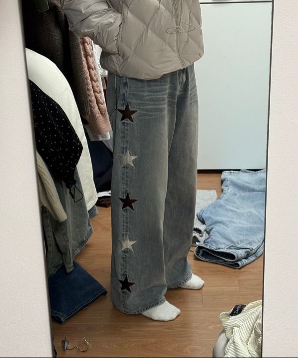 ★Wai Kei★ Star Denim Pants Yellow Washed Light Blue YKBE01 MUSINSA | WAI KEI Star Denim Pants Yellow Washed Light Blue