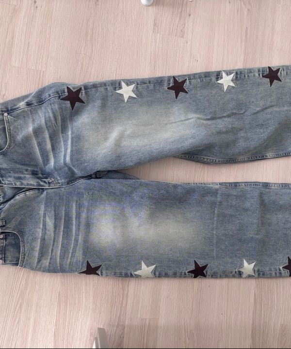 MUSINSA | WAI KEI Star Denim Pants Yellow Washed Light Blue