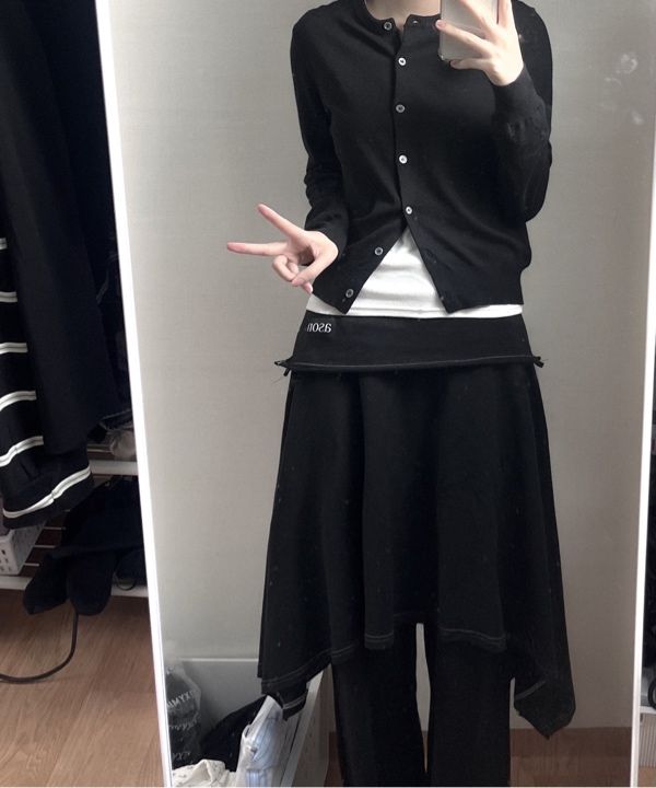 MUSINSA | ASON LENA UNBALANCE SKIRT / BLACK
