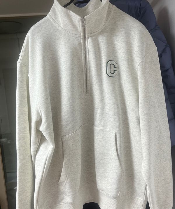 MUSINSA | COVERNAT C Logo Half Zip-up Man to Man Oatmeal