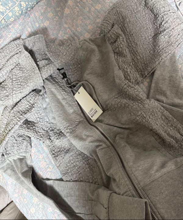 MUSINSA | SCULPTOR Puff Sleeve Zip-Up Hoodie Melange Gray