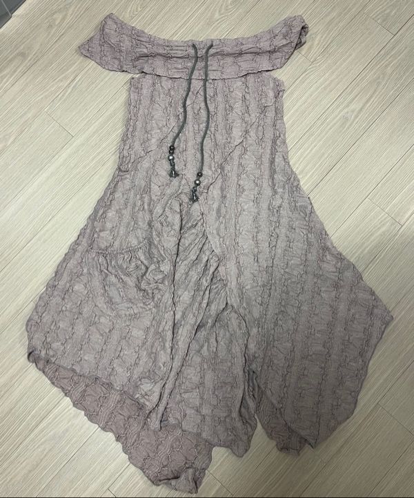 MUSINSA | HUG YOUR SKIN Drawstring Off-Shoulder Dress (Charcoal)
