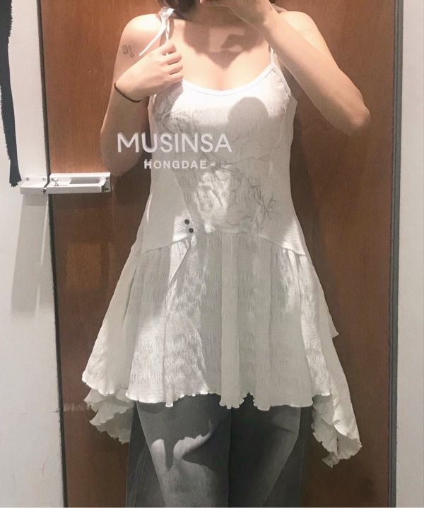 トップス HUG YOUR SKIN V neck sleeveless MUSINSA | HUG YOUR SKIN Flared V-neck sleeveless (White)