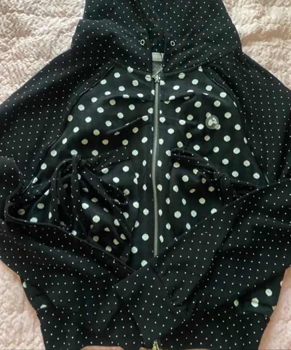 トップス hugyourskin Dot Big Pocket Hoodie Black MUSINSA | HUG YOUR SKIN Dot Big Pocket Hoodie Zip-Up (Black)