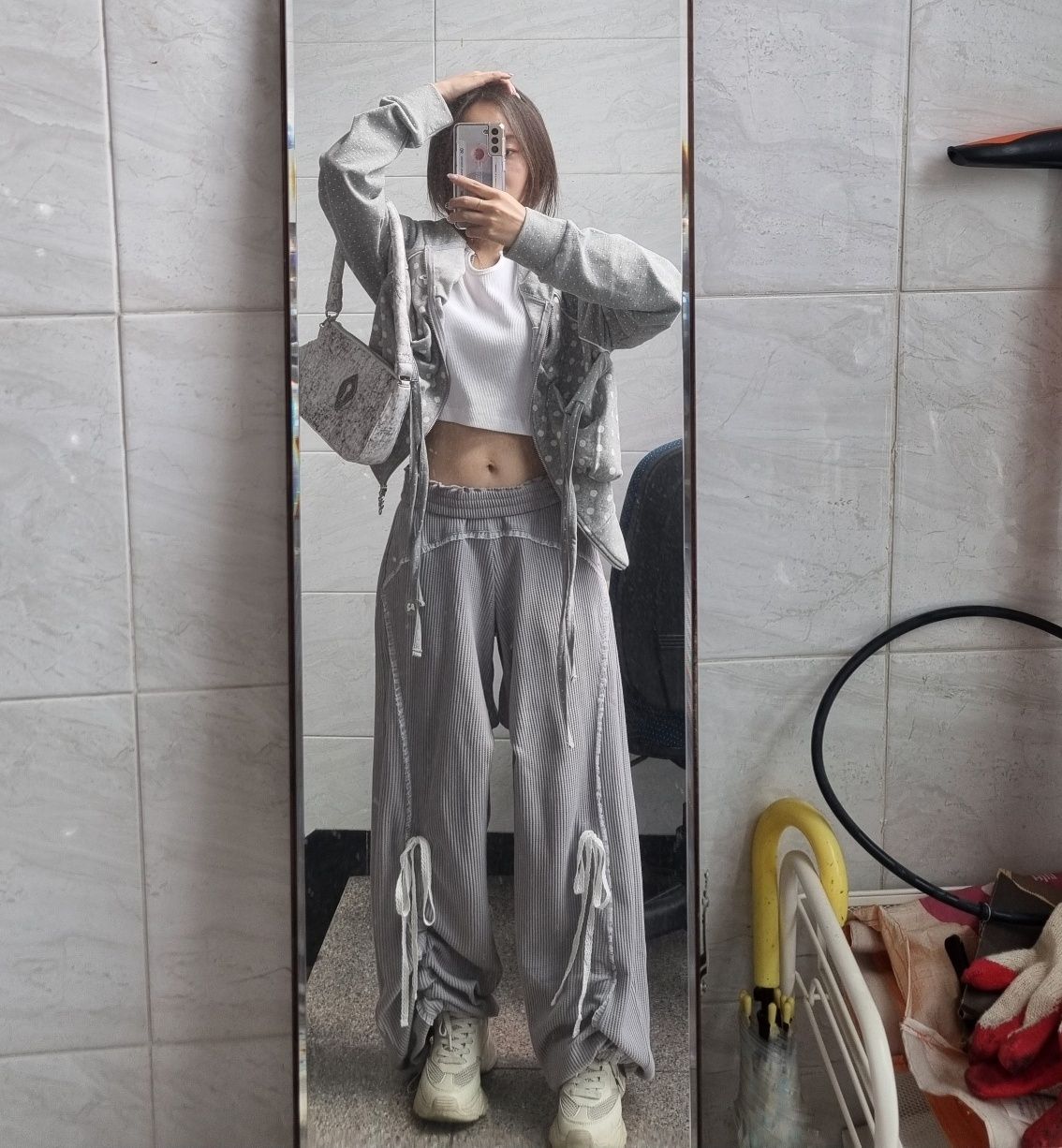 トップス Dot Big Pocket Hoodie (Gray) HUGYOURSKIN Dot big pocket hoodie zip-up (Gray) - hug your skin | 60