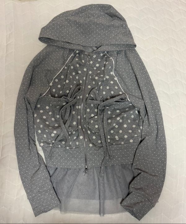 MUSINSA | HUG YOUR SKIN Dot Big Pocket Hoodie (Gray)