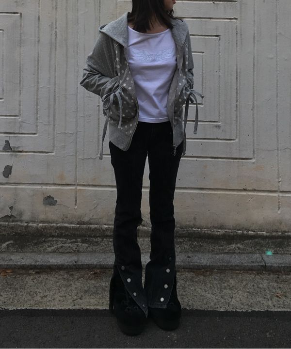 トップス hugyourskin Dot big pocket hoodie zip-up MUSINSA | HUG YOUR SKIN Dot Big Pocket Hoodie (Gray)