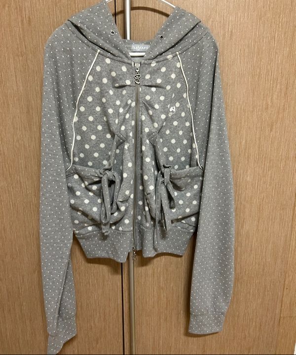 トップス Dot Big Pocket Hoodie (Gray) HUGYOURSKIN Dot big pocket hoodie zip-up (Gray) - hug your skin | 60