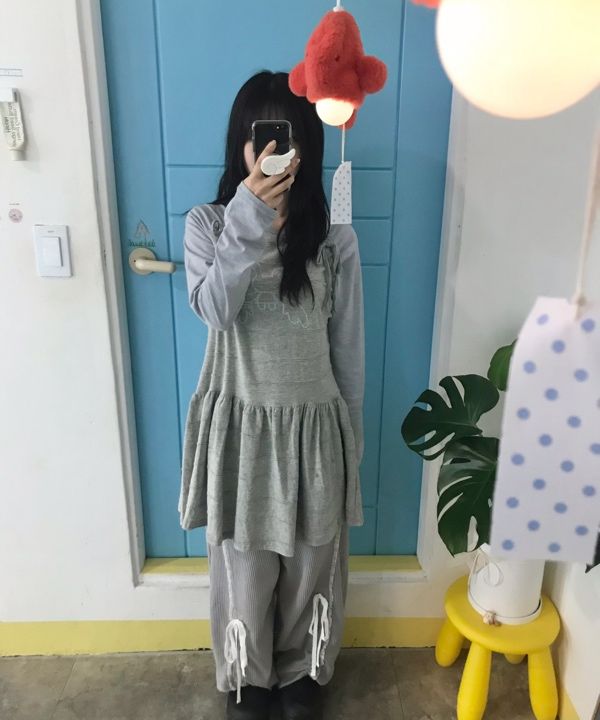 MUSINSA公式 | HUG YOUR SKIN Angel Patch Raglan Dress (Grey)