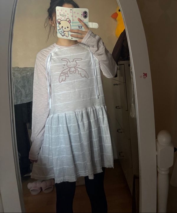 MUSINSA | HUG YOUR SKIN Angel Patch Raglan Dress (Grey)