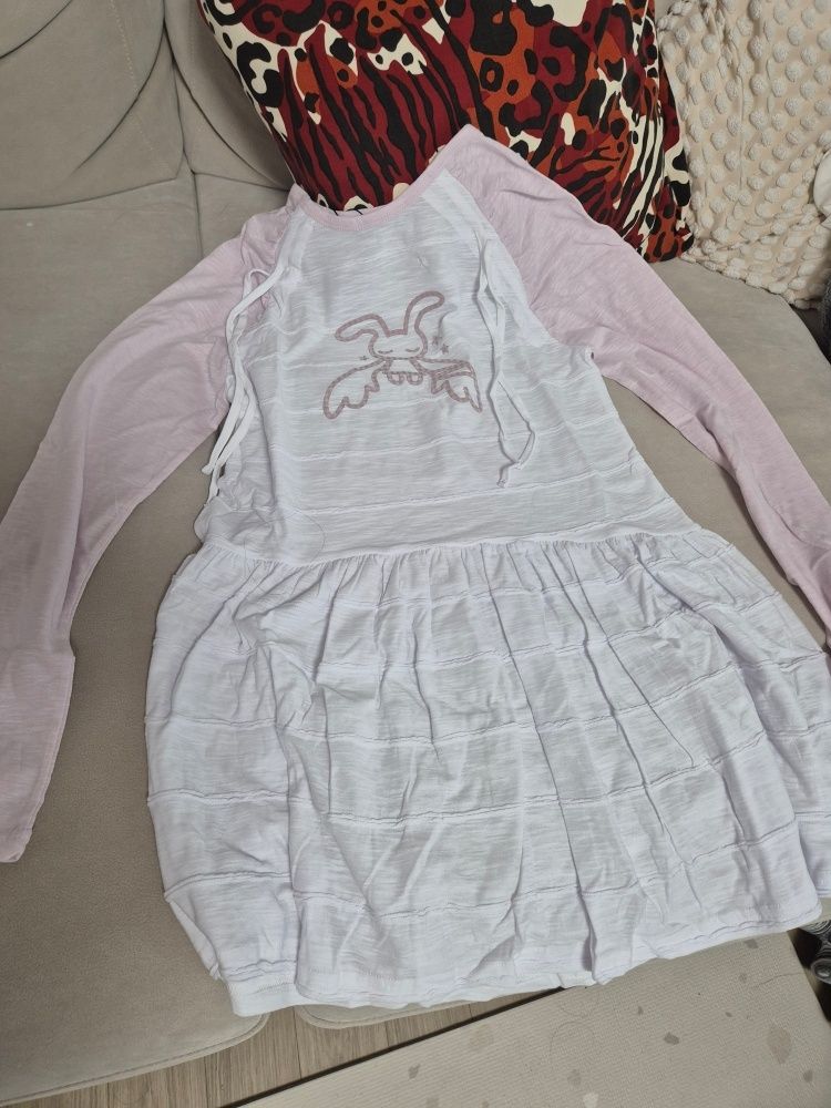 MUSINSA公式 | HUG YOUR SKIN Angel Patch Raglan Dress (White Pink)