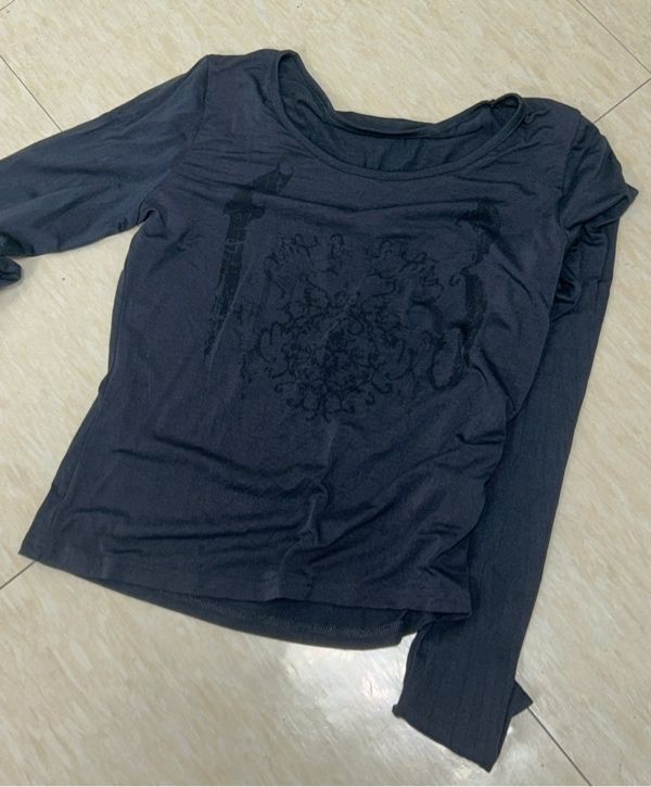◇hug your skin◇ Ornament printed top charcoal MUSINSA | HUG YOUR SKIN Ornament Print Top (Charcoal)