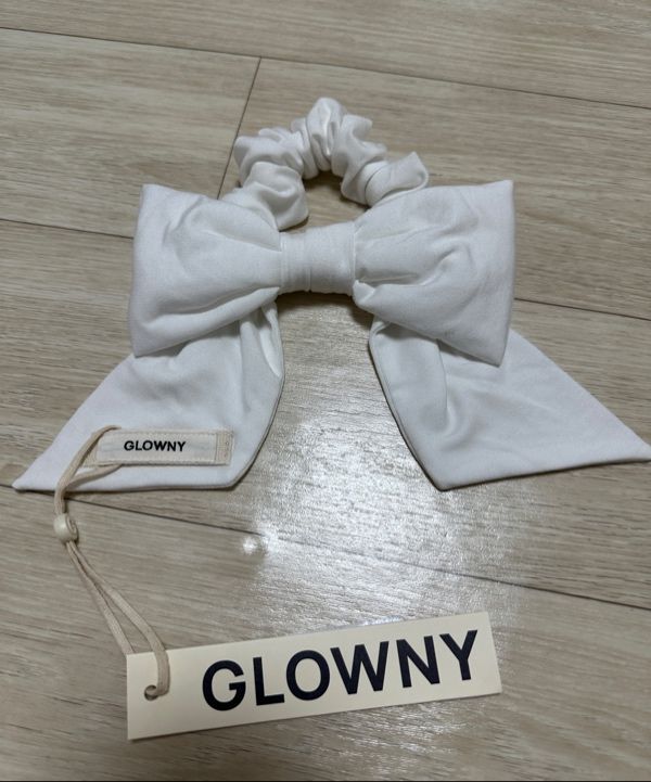 ★GLOWNY ★BOW SCRUNCHIE MUSINSA | GLOWNY BOW SCRUNCHIE (WHITE MELANGE)