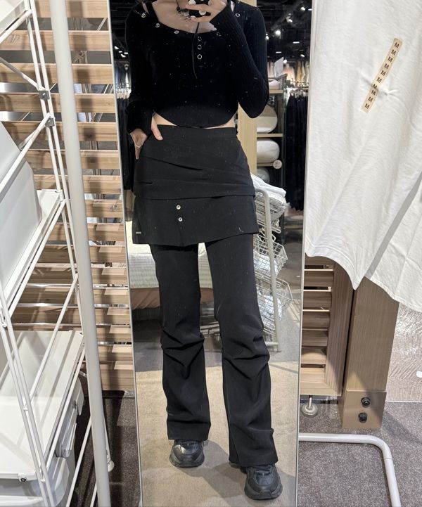 MUSINSA | MISEKI SEOUL Draped shirt skirt pants SET CHARCOAL