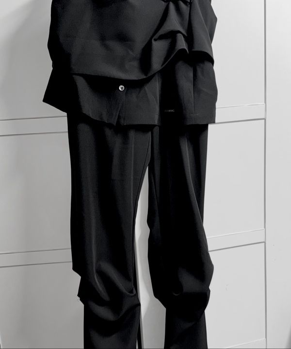MUSINSA | MISEKI SEOUL Draped shirt skirt pants SET CHARCOAL
