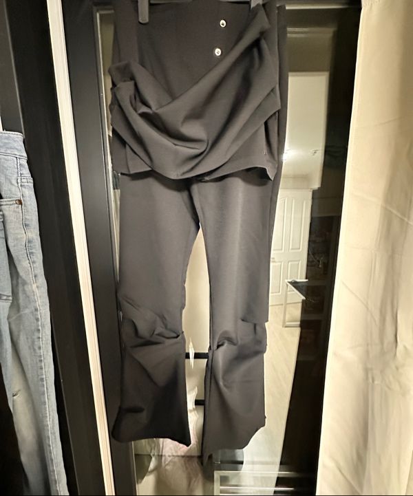 MUSINSA公式 | MISEKI SEOUL Draped shirt skirt pants SET BLACK