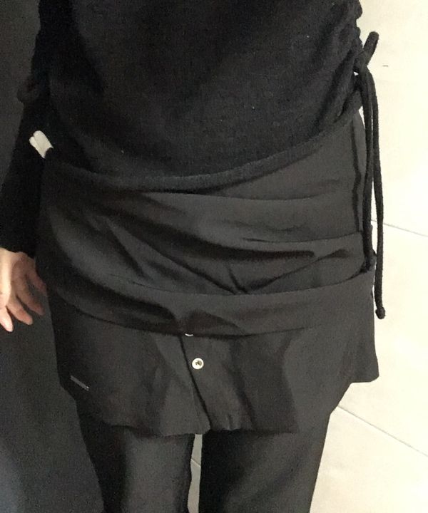 MUSINSA | MISEKI SEOUL Draped shirt skirt pants SET CHARCOAL