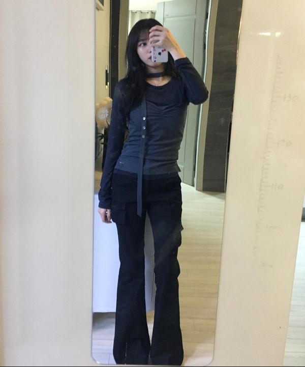MUSINSA | MISEKI SEOUL Sheer layered scarf long sleeves BLACK
